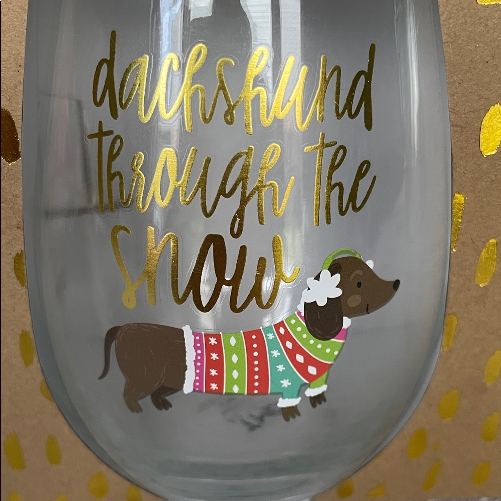 Dachshund Holiday Stemless Wine Glasses - Picture 2 of 5